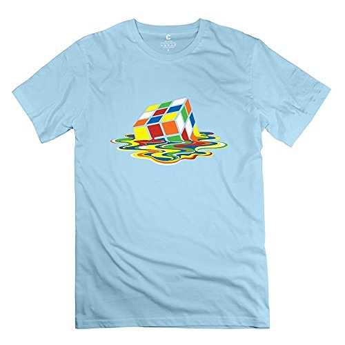 Kumiu Men TBBT Rubik Cube Melting Rrubik T-Shirt Unique Novelty