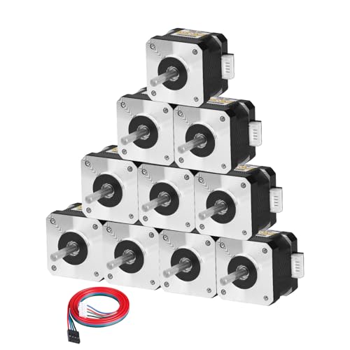 Moteur pas à pas Nema 17 bipolaire 34mm couple 0.29Nm arbre 5mm pour axe imprimante 3D et cnc 10pcs