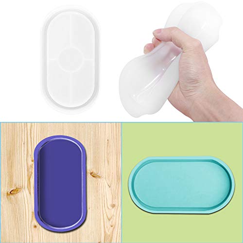 Afunta Diy Oval Silicone Coaster Mold,2 Pcs Soft Flexible Oval Crystal Silicone Molds For Casting With Resin, Concrete, Cement And Polymer Clay - Transparent White #TOP3