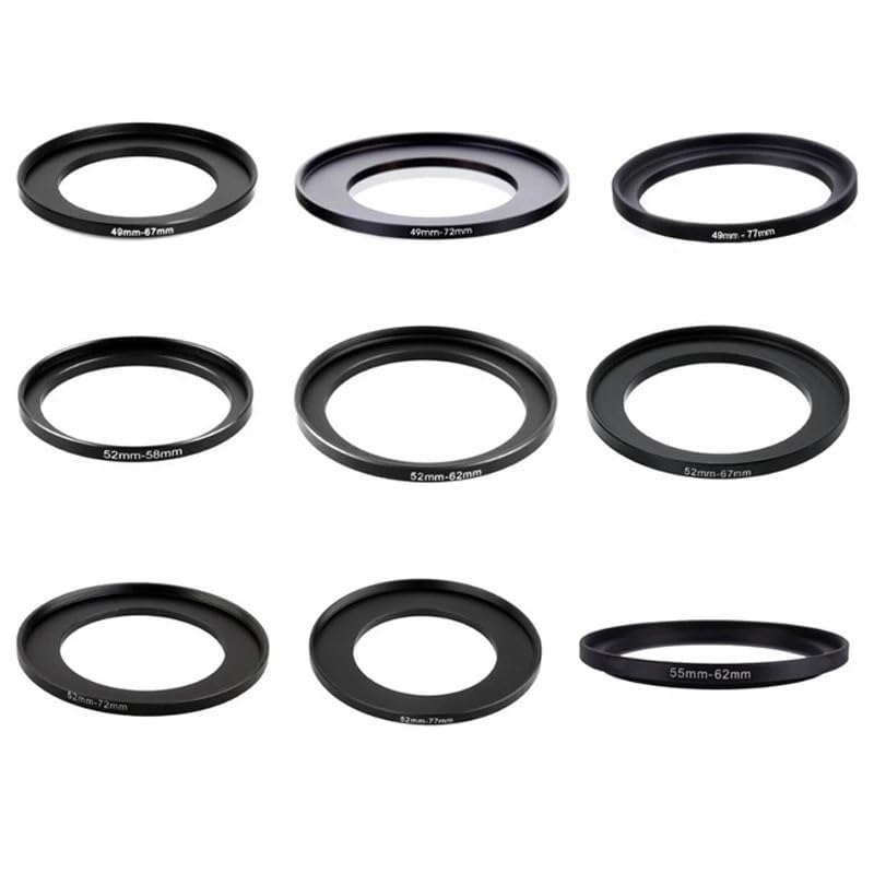 50 Uds 37-43 49-67 49-72 49-77 52-58 52-62 52-67 52-72 52-77 55-62mm Anillos de Aumento de Metal Juego de filtros adaptadores de Lente(37-43mm)