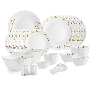 Cello Opalware Dazzle Secret Garden Dinner Set, 18Pcs, White