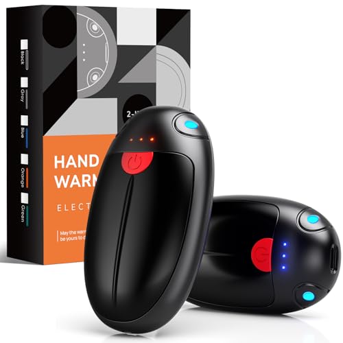 Hand Warmers Rechargeable, 2 Pack Portable Pocket Hand Warmers, 20Hrs Long Heating Double Warm Electric Handwarmers, Reusable Heater for Outdoors, Camping, Hunting, Golf, Fishing