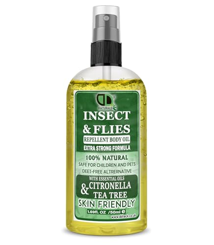 Insect Repellent with CITRONELLA & Tea Tree Essential Oil Repellent Against Mosquitoes, Biting Insects, Flies and Ticks for Body Oil Deet Free (50ml Spray)
