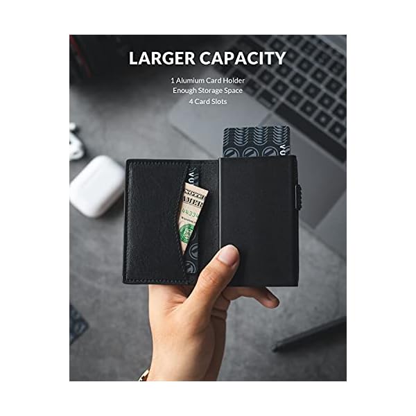 VULKIT Pop Up Wallet, Genuine Leather Credit Card Holder Wallet RFID Blocking Holds Up to 11 Cards - Image 4