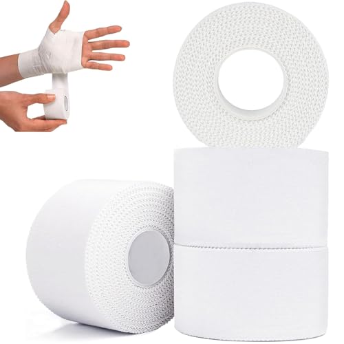 4 PCS Zinc Oxide Tape Sports Tape Climbing Tape Finger Tape Athletic Tape Tape Elastic Breathable Kinesiology Wrist Tape Removable Athletic Tape for All Sports (3.8CM x 10M,White)