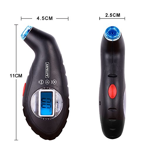 Safelife Digital Tire Pressure Gauge, 150 Psi Digital Tire Gauge 4 Settings For Car Truck Bicycle Motorcycle, Tire Pressure Gauge With Backlit Lcd And Non-Slip Grip (Black) #TOP3