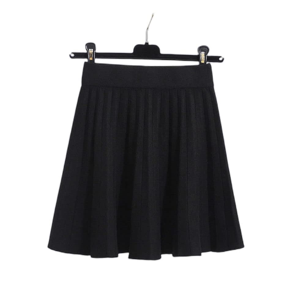 Gonne A Ruota,Minigonna da Donna Nera Gonna A Pieghe in Maglia Elastica A Vita Alta Slim A-Line Altalena Increspato Autunno Inverno Gonna Corta Svasata per Ragazze Signore,S