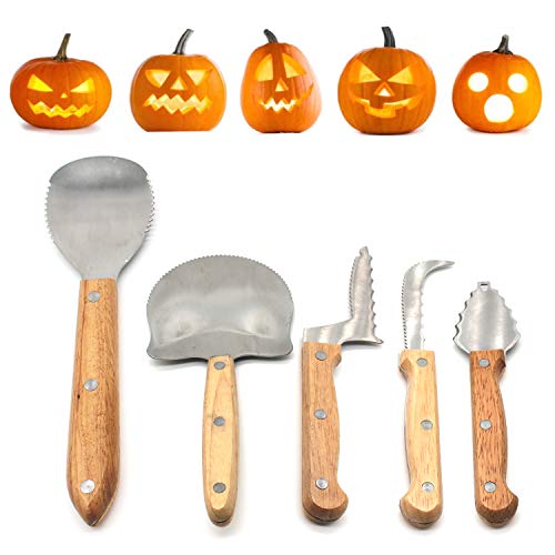 Kit de sculpture de citrouille pour Halloween Jack-O-Lanterns - Outils de sculpture de 5 pièces en acier inoxydable Cover