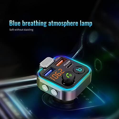 Bluetooth Fm Transmitter, Bd&M Wireless Fm Car Adapter Mp3 Music Player, Fm Cars Radio Audio Receiver, Qc3.0 Type C 20W Pd Fast Quick Charging 3 Usb Ports Charger, Hands Free Stereo Bass Car Kit #TOP2