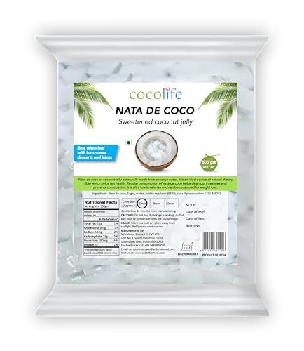 Image of Cocolife Nata De Coco 10mm Coconut Jelly (1kg) | Premium Chewy Coconut Cubes | Ready-to-Eat Dessert Topping | Perfect for Bubble Tea, Fruit Bowls, Ice Cream & Drinks | Refreshing Low-Fat Tropical Snack