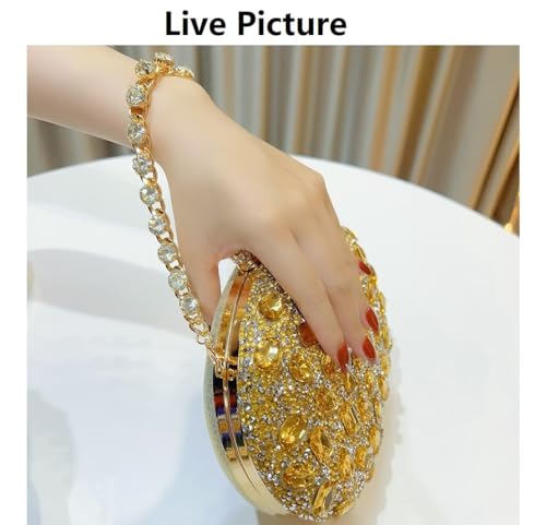 Image of Sparkling Crystal Diamond Women's Rhinestone Clutch Purse with Round Pearl Clasp