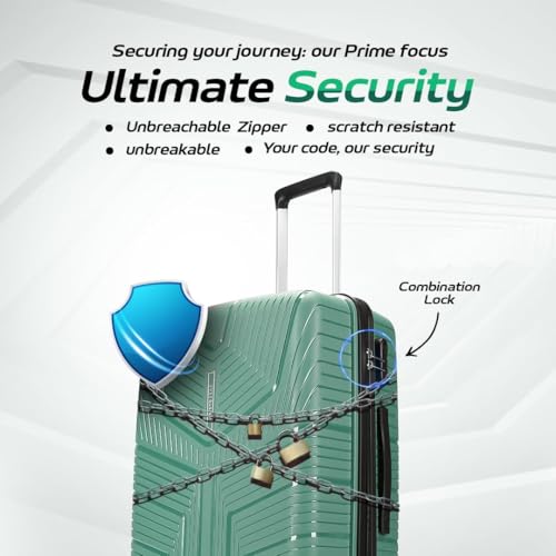 Image of VIP Aristocrat 3 Pc Set Cabin 55 cm (Small),65 cm (Medium),75 cm (Large) 4 Wheels Trolley,Hard Case Lightweight Bag & Combination Lock Suitcase with 3 Years International Warranty (Pista Green)