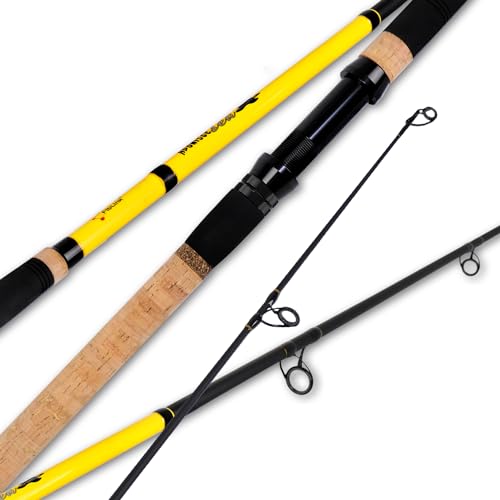 Fiblink Surf Spinning Fishing Rod 2-Piece/3-Piece/4-Piece Carbon Fiber Travel Fishing Rod with Cork Handles (10-Feet & 12-Feet & 15-Feet) (Yellow, 12' - 3pcs - H)