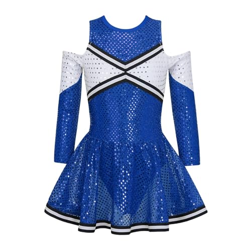 WENYAZIGUO Costume de pom-pom girl, Uniforme de pom-pom girl for filles, Costume de danse multicolore, plusieurs tailles(Blue a,6)
