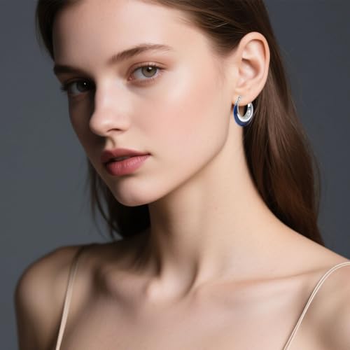 Enamel Hoop Earrings for Women Colorful Enamel Chunky Hoop Earrings 18K Gold Plated Stainless Steel Enamel Earrings Jewelry Gift for Girlfriend Wife2