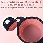 SLSON Collapsible Dog Dual Bowls Reinforced Rim 180 Degrees Flip Over Foldable Double Bowl with Lock Clips More Stable Dog Travel Bowls Pet Food Water Feeder (Light Pink) - Image 4
