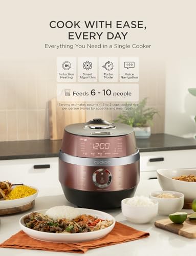 Image of CUCKOO CRP-JHR1009F | 10-Cup (Uncooked) Induction Heating Pressure Rice Cooker | 19 Menu Options, Auto-Clean, Voice Guide, Made in Korea | Copper