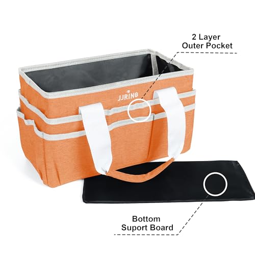 Image of JJRING Craft Organizer Tote Bag, Art Storage Caddy with Multiple Pockets, Orange Sewing Bag for Art, Craft, Scrapbooking, School, Medical, and Office Supplies Storage