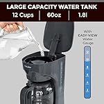 MUELLER HOME 12-Cup Drip Coffee Maker Perfect for Home or Office, Borosilicate Carafe, Auto-Off, Reusable Filter, Anti-Drip, Keep-Warm Function, Clear Water Level Window, Gray - Image 3