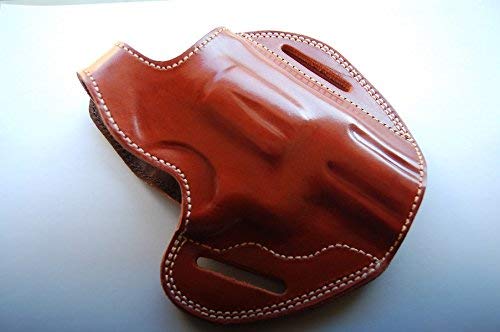Cal38T6 Leather Belt Custom Holster for Taurus 605 357 Magnum Snub Nose Revolver (TAN)