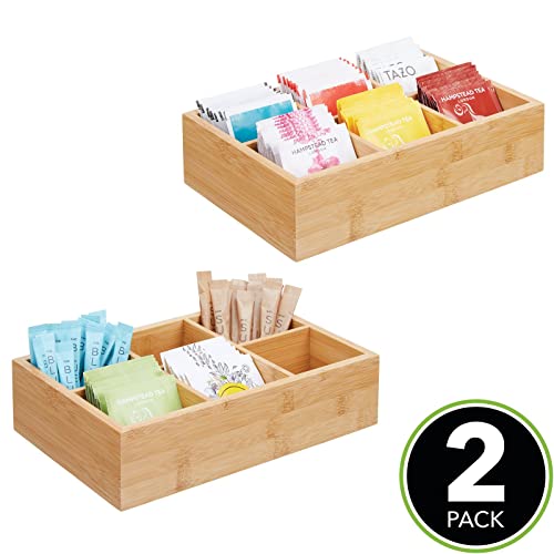 image for mDesign Bamboo Tea & Food Storage Organizer Container Box - Wooden Hol