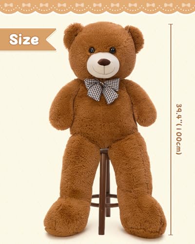 Image of MaoGoLan Giant Teddy Bear Plush Toy - Ultra Soft & Cute Large Stuffed Animal 39 inches, Perfect for Baby Showers, Birthdays, Valentine's Day Gifts (Kids, Couples, Family),Dark Brown