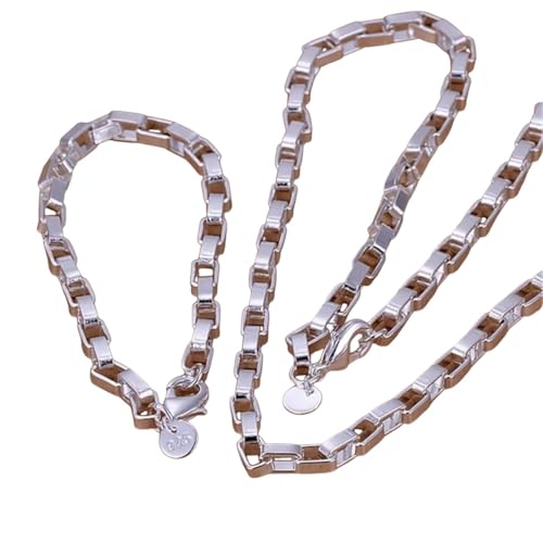 Plata de ley 925 auténtica en un conjunto clásico de collar y pulsera premium para hombre