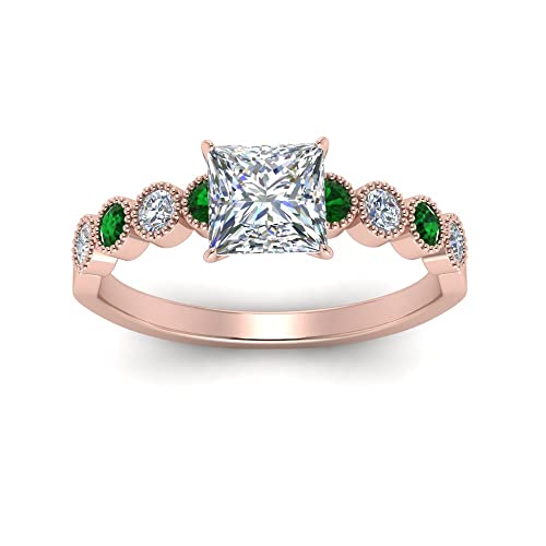 Bague de fiançailles vintage or rose et pierre princesse pour un amour éternel
