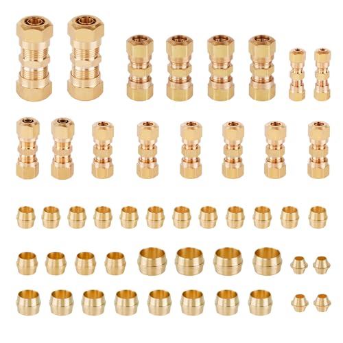 HASAOMOI 48 PCS DOT Brass Compression Air Brake Nylon Tubing Fittings,1/4