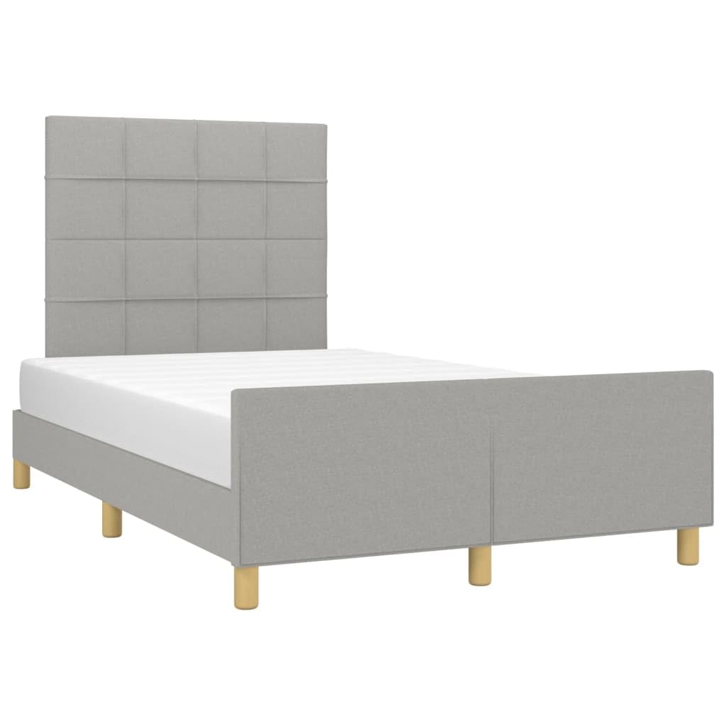 Hothingwell Telaio Letto Grigio Chiaro 120x190 Cm Tessuto | Testina regolabile, gambe robuste, doghe in compensato, supporto posteriore per lettura