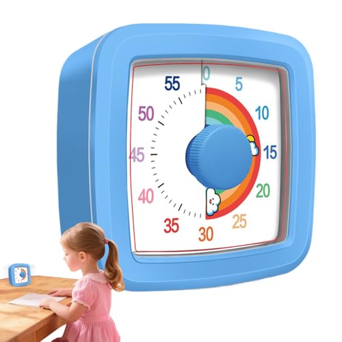 Temporizador visual de 60 minutos, temporizador mecánico de cuenta regresiva | Ayuda mecánica de gestión del tiempo, reloj de aprendizaje silencioso para examen de oficina, hogar, aprendizaje, cocina