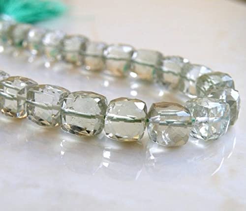 Prasiolite améthyste verte cubes facettés 9mm de qualité gemme supérieure
