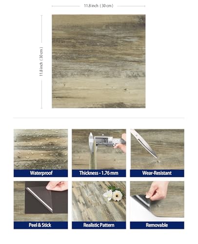 Dalle PVC adhesive sol cuisine gris marron 30x30cm - 6