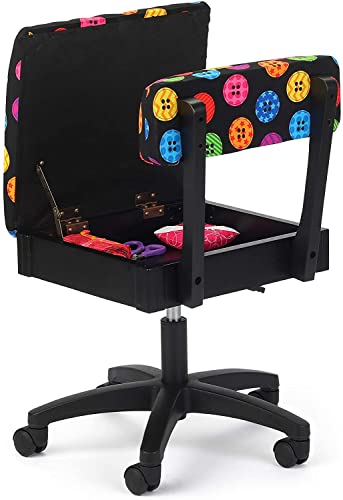 Hydraulic Sewing Chair - With Riley Black Button Motif Fabric #TOP3