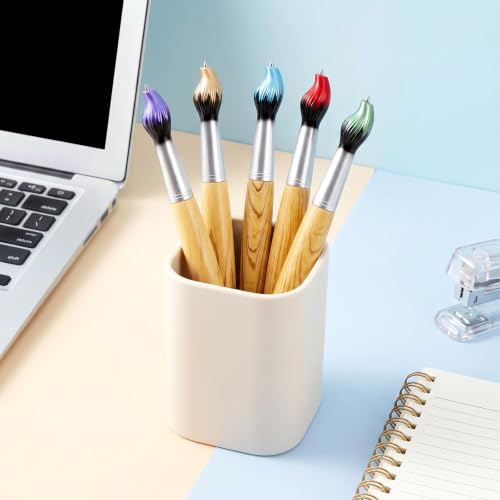 Gyctgav 30 Pieces Paintbrush Pen Brush Shape Ballpoint Pen, Retractable Novelty Bamboo Design Wooden Handle Pens Blue Ink 1.0mm for Office Art Themed Party Favors House Warming Gifts by Gyctgav - Used condition - Image 4