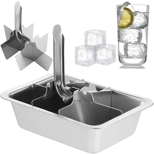 Bandejas de Hielo de Acero Inoxidable 304 con Palanca, 6 Cubos Grandes miniatura 1