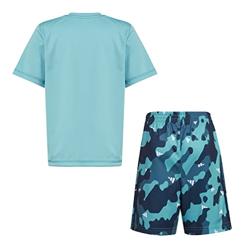Image of adidas baby-boys Poly Tee Aop 3s Short Set(infant)