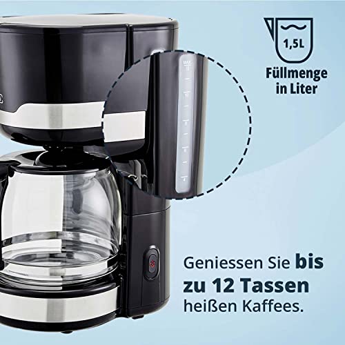 KHG Frühstücksset Wasserkocher Toaster Kaffeemaschine 3-teilig | 2.200-850 - & 1.000 Watt | Küchenset mit Kapazität 1,7 Liter Kochwasser, 2 Scheiben Toast & für 12 Tassen Kaffee – SCHWARZ