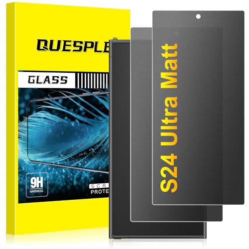 QUESPLE [2 Stück] Matt Panzerglas Sichtschutz für Samsung Galaxy S24 Ultra, 28° Anti Spähen Blendschutz Matte Schutzfoli...
