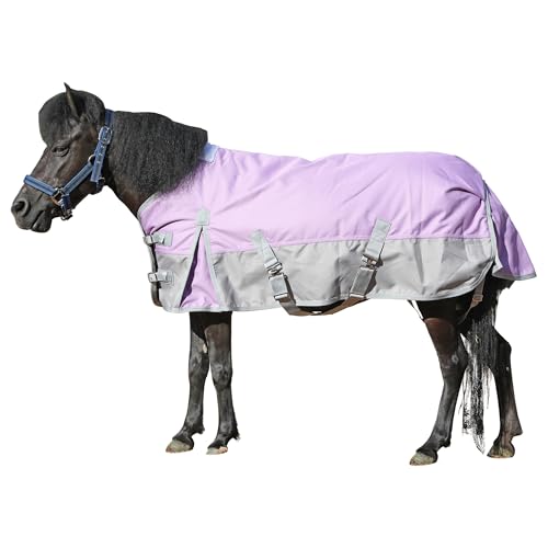 Gallopoff 1200D Ponydecke 200g/m² – wasserdichte & Atmungsaktive Regendecke für Ponys, Shetty, Gefütterte Winterdecke mit Kreuzgurten, Schweiflatz & Verstellbarem Brustverschluss 100cm