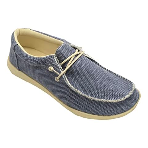 GladRags Mens Slip on Canvas Summer Boat Shoes with Decorative Lace, Blue, Size 9 Cover