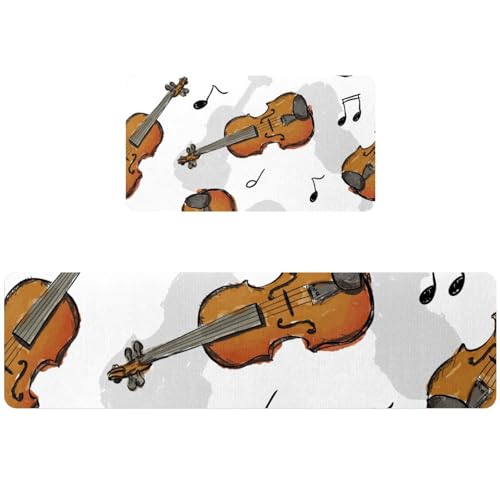 Alfombrillas de cocina de violín: juego de 2 tapetes absorbentes 2