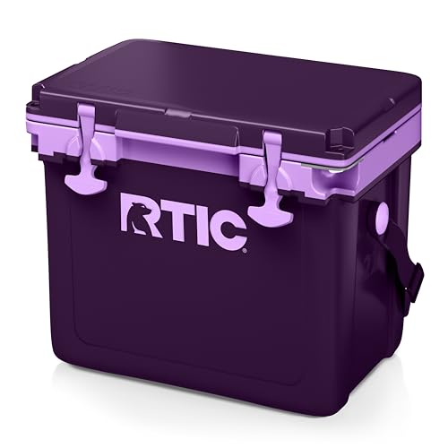 RTIC Ultra-Light 22 Quart Hard Cooler Insulated Portable Ice Chest Box for Drink, Beverage, Beach, Camping, Picnic, Fishing, Boat, Barbecue, 30% Lighter Than Rotomolded Coolers, Plum/Lavender