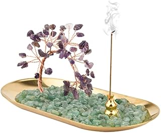 Crystal Incense Holder, Crystal Money Tree Incense Stick Holders, 7 Chakra Crystal Natural Gem Stone Ornament, Home Decor for Meditation Yoga SPA (Purple)