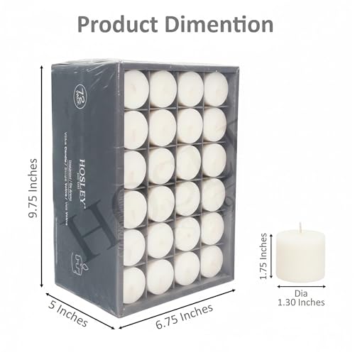 Image of Hosley Unscented White Votive Candles, 144-Pack - Clean-Burning, Long-Lasting 10-12 Hour Burn - Ideal for Weddings, Home Decor, Spa, Events - Bulk Value for Versatile Use