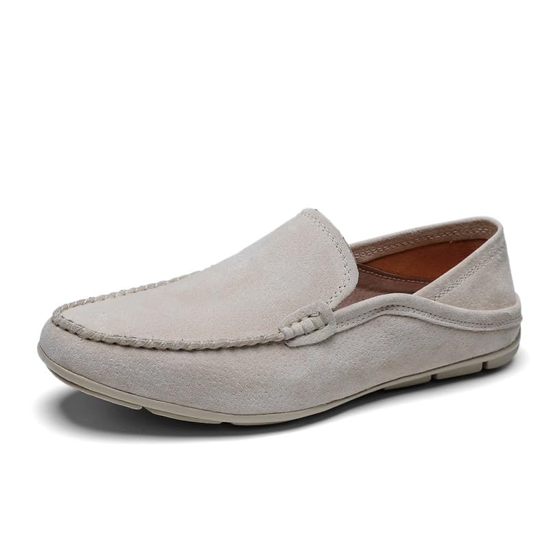 Loafers for Men Solid Color Round Toe Leather Loafer Shoes Resistant Comfortable Flat Heel Walking Party Slip On - Main Image