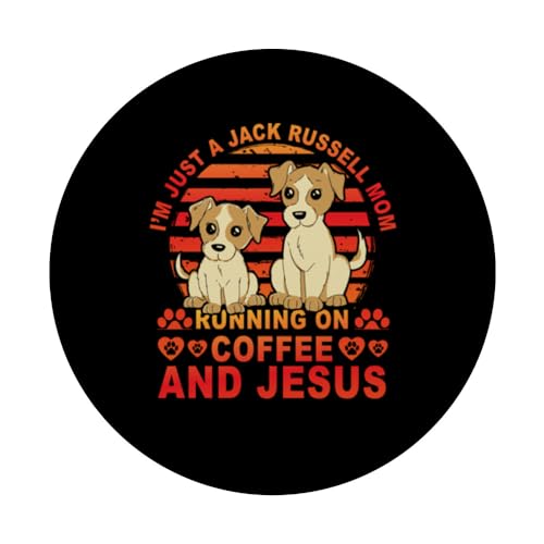 I'm just a Jack Russell Mom running on Coffee and Jesus PopSockets Swappable PopGrip, Black - Image 3