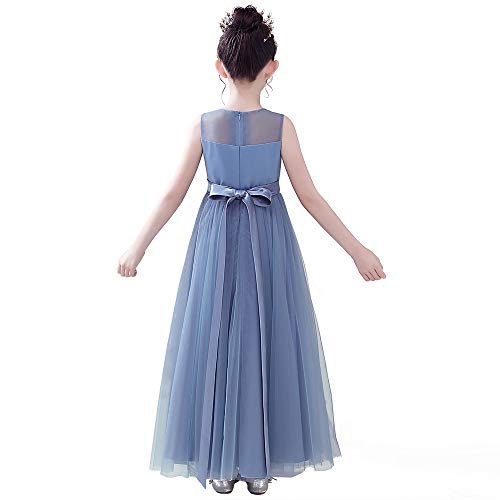 Flower Girl Dresses Dusty Blue Junior Bridesmaid Wedding Formal Kids Girls' Special Occasion Princess Dress Tulle Full Length Dusty Blue-4 #TOP2