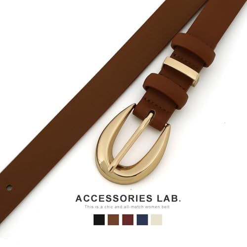 Women Fashion Belt for Jeans Dress Pants Ladies Skinny Faux Leather Belt with Gold Buckle4