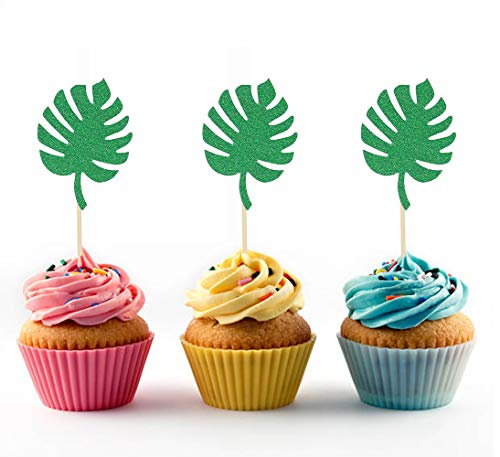 24 Pack Tropical Palm Leaves Donut Topper Monstera Leaf Cupcake Toppers For Hawaiian Luau Summer Tropical Party Cupcake Decorations By Ucity #TOP3